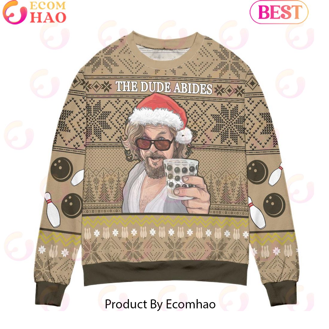 The Big Lebowski The Dude Abides Ugly Christmas Sweater – All Over Print 3D Sweater