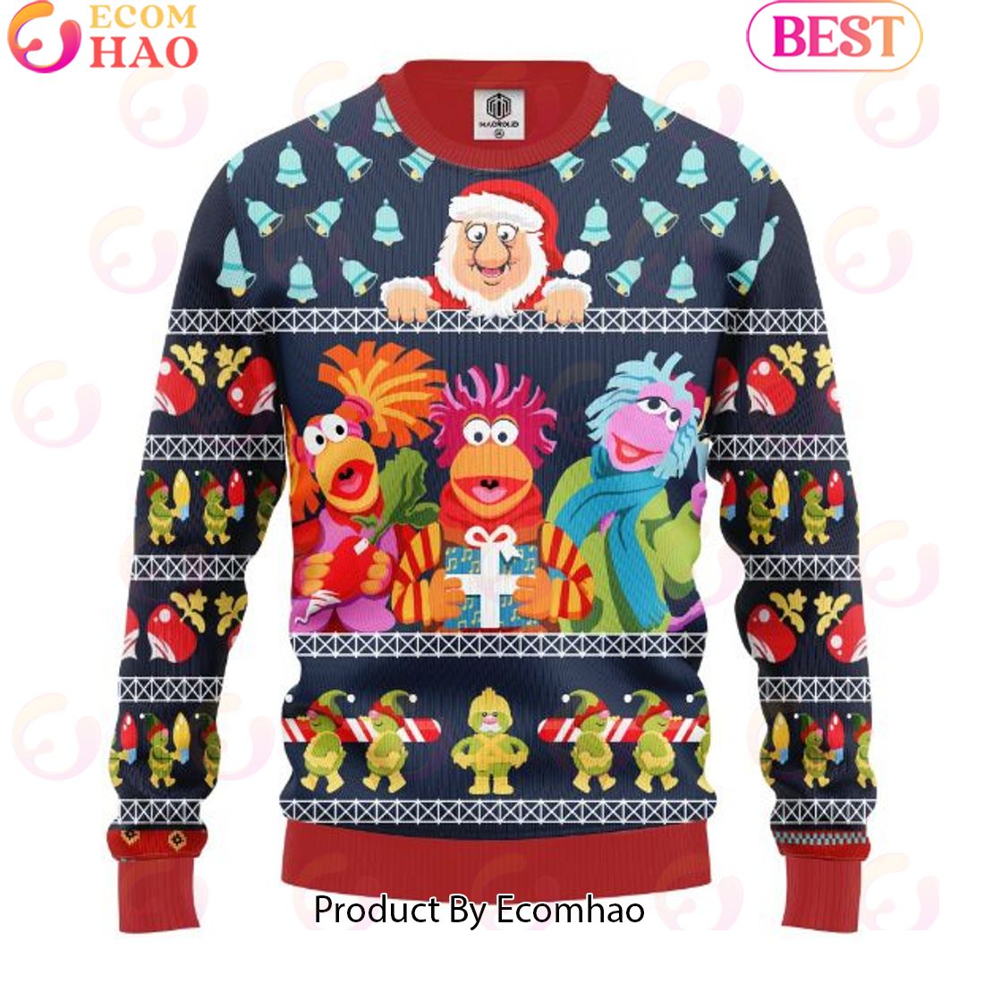 Fraggle Rock Sublimated Adult Ugly Christmas Sweater