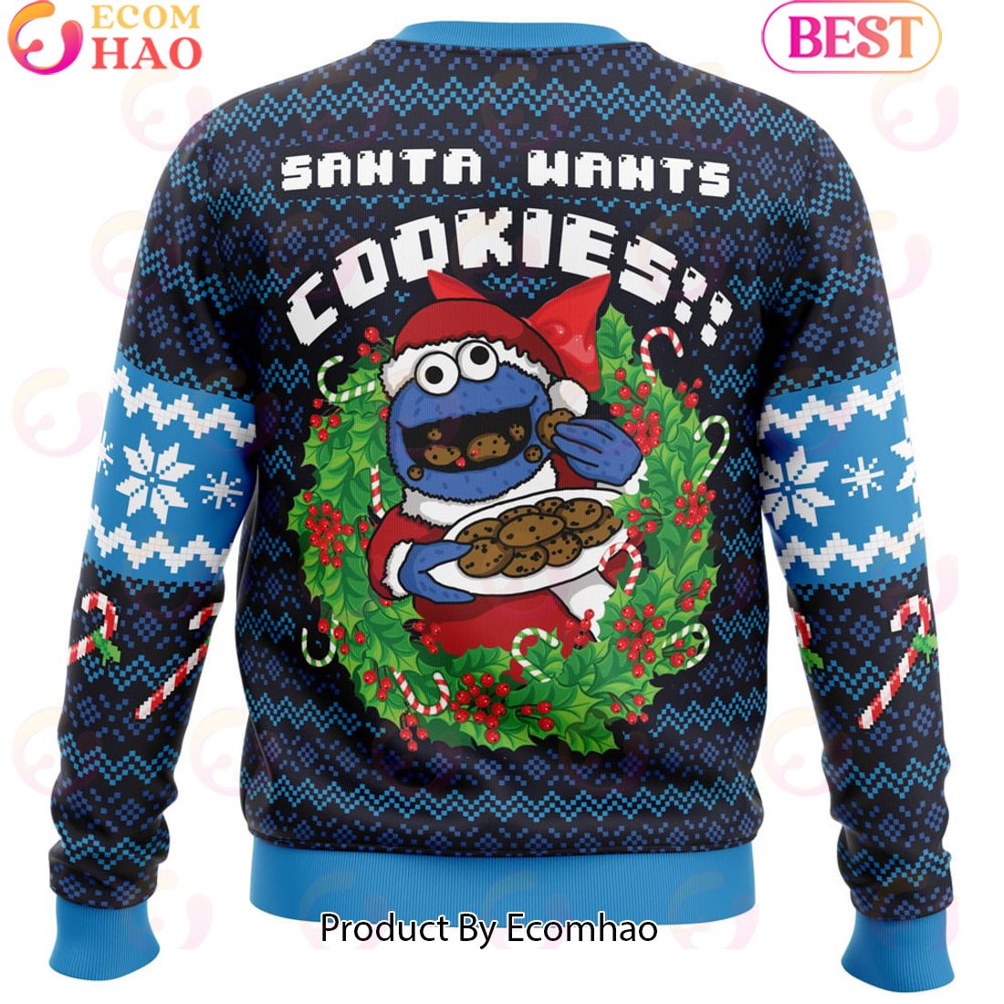 Santa Cookies Cookie Monster Ugly Christmas Sweater