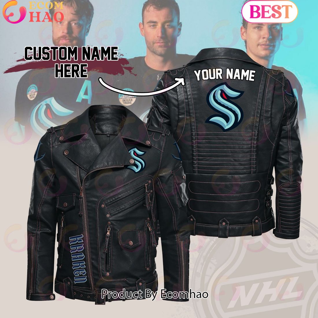 NHL Tampa Bay Lightning Belt Solid Zipper Street Leather Jacket