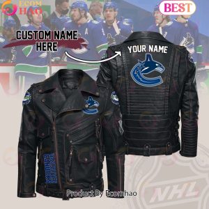 NHL Vancouver Canucks Belt Solid Zipper Street Leather Jacket