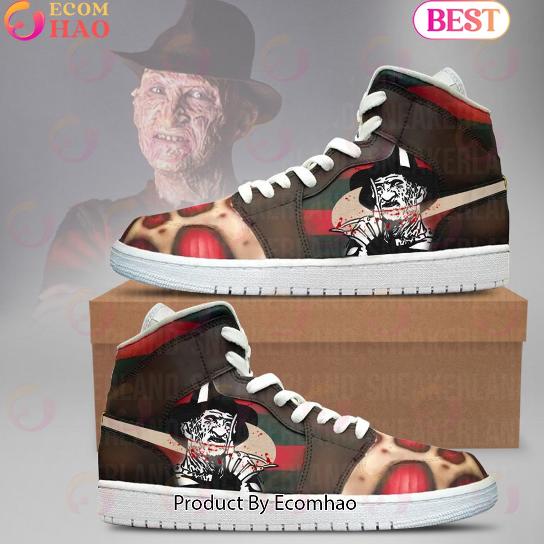 Halloween Freddy Krueger Air Jordan High Top Sneakers