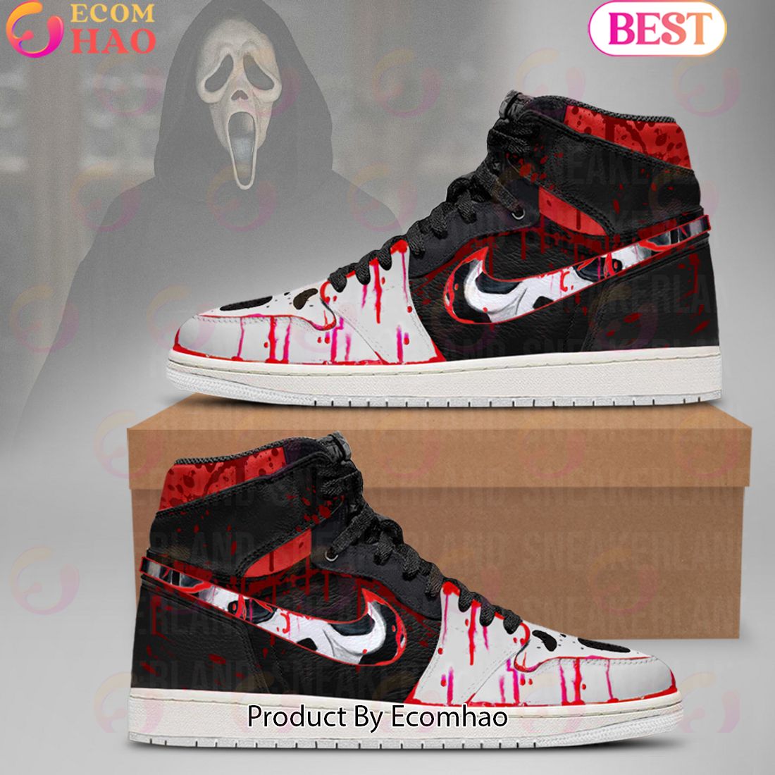 Halloween Ghostface Air Jordan High Top Sneakers