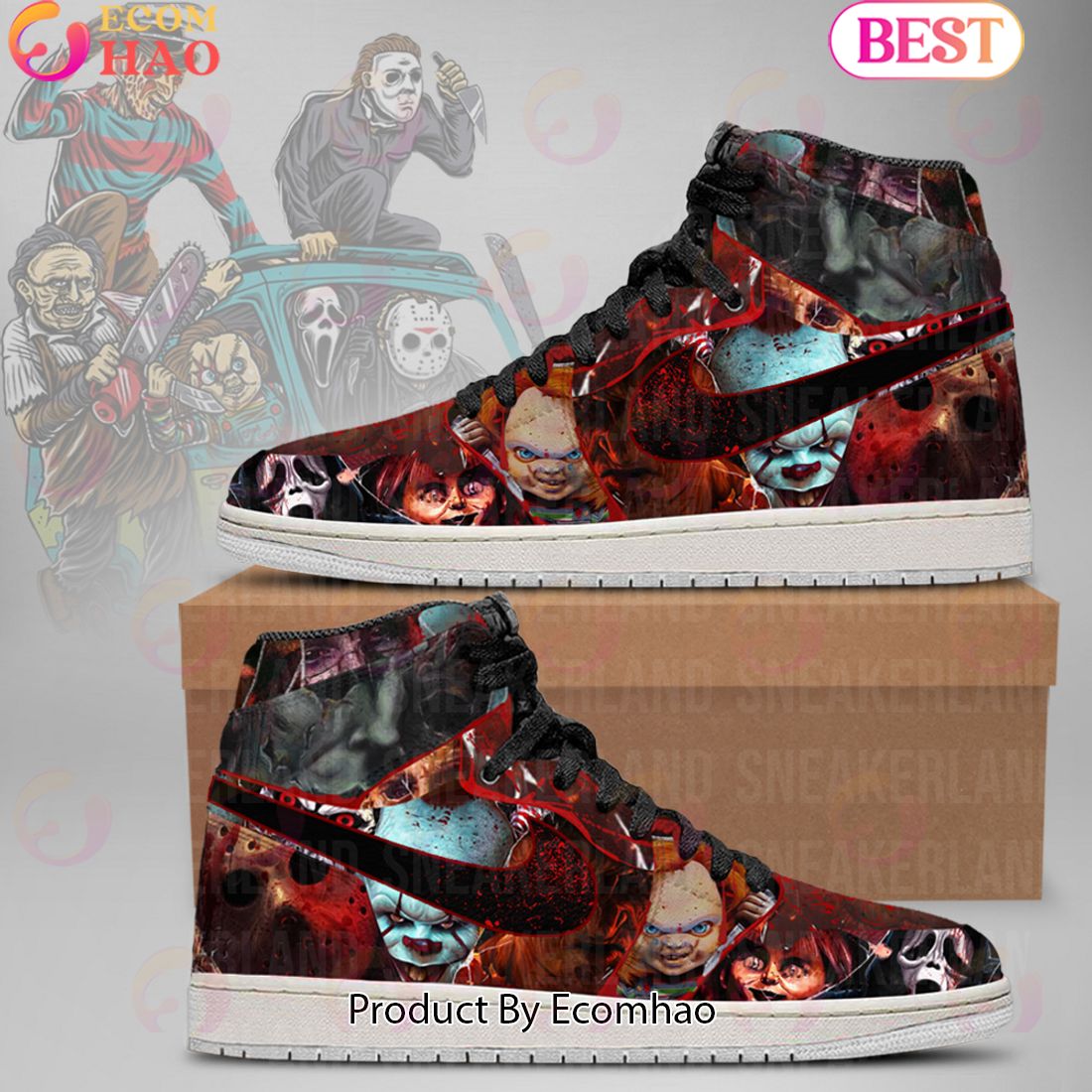 Halloween Horror Friends Air Jordan High Top Sneakers