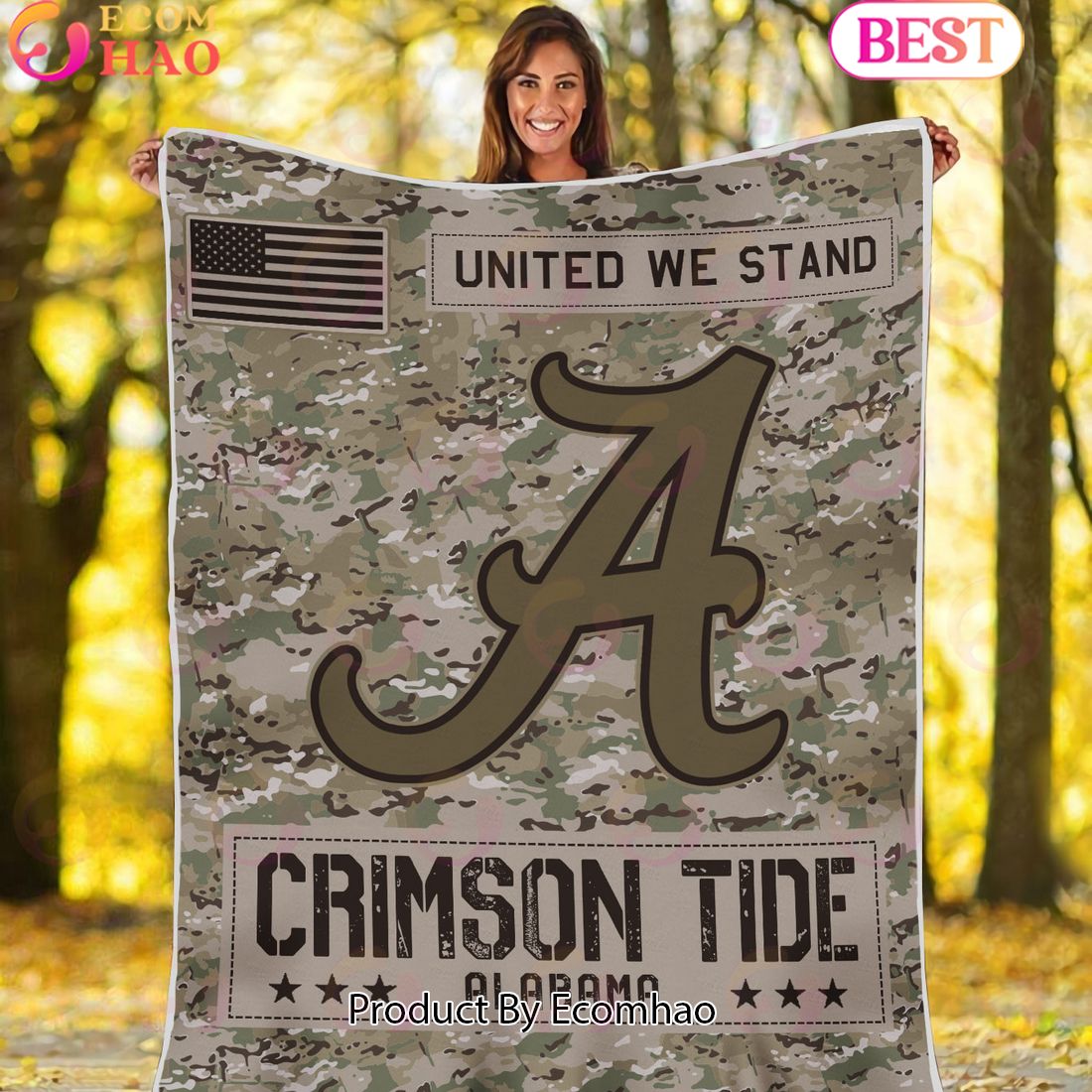 NCAA Alabama Crimson Tide Army Camo Fleece Blanket