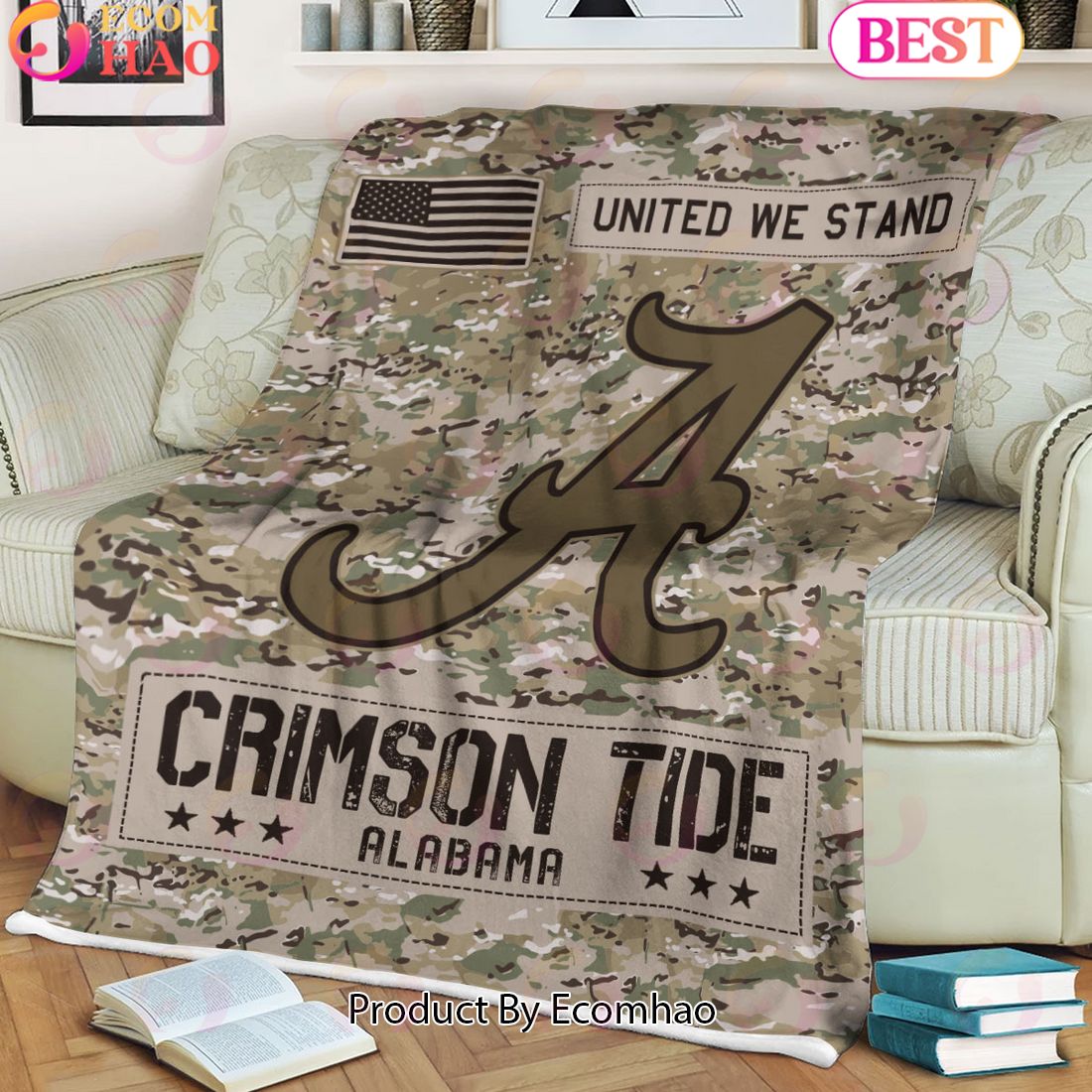 NCAA Alabama Crimson Tide Army Camo Fleece Blanket