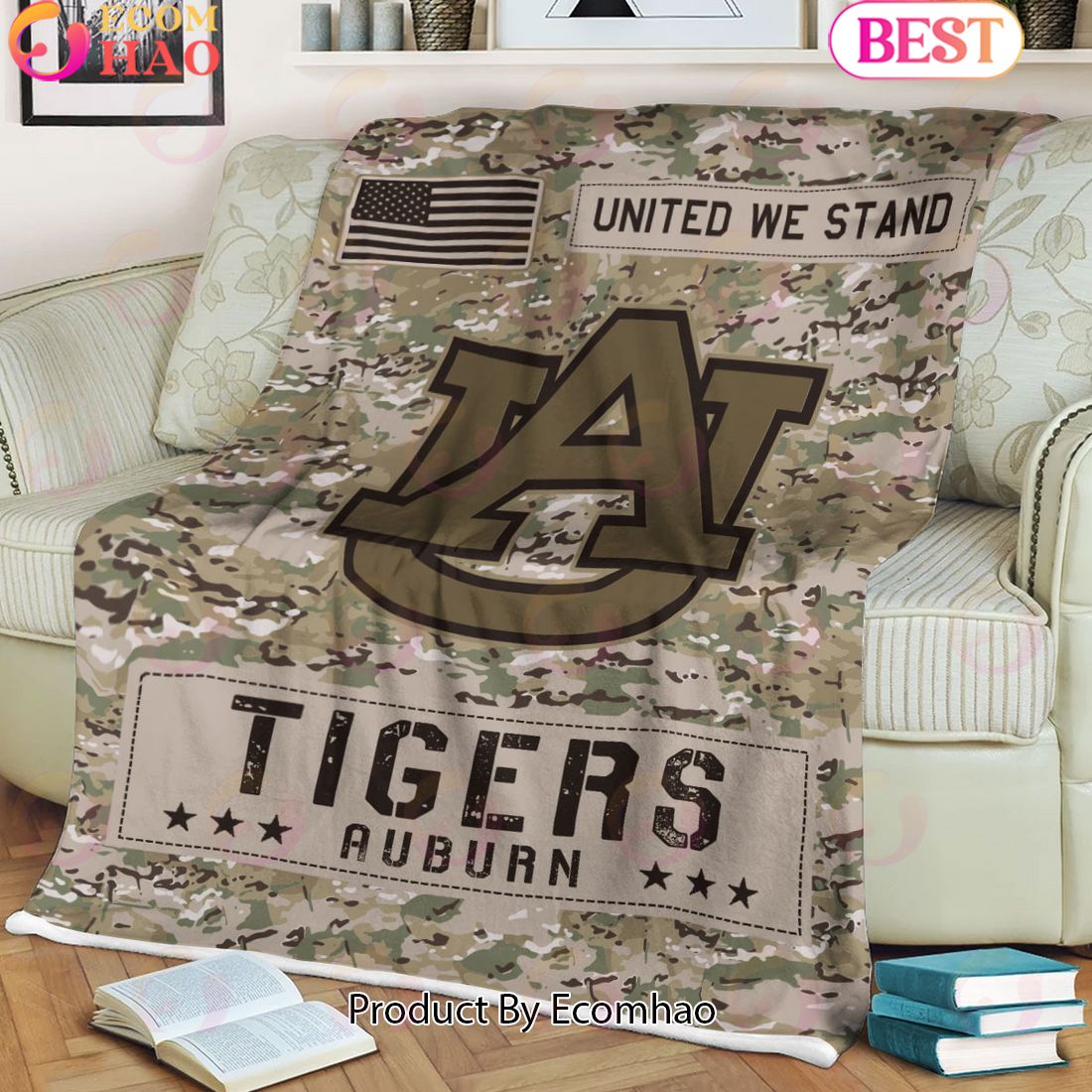 NCAA Auburn Tigers Army Camo Fleece Blanket