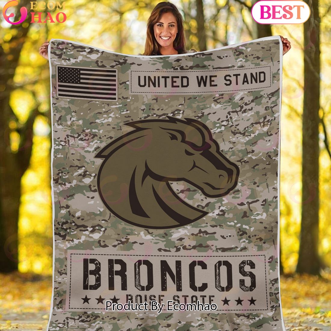 NCAA Boise State Broncos Army Camo Tide Fleece Blanket