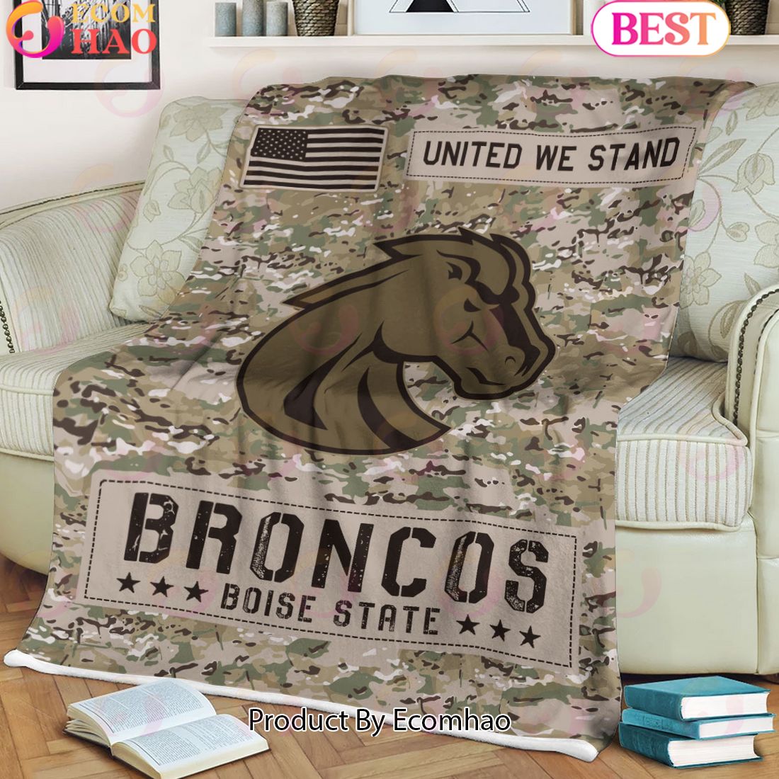 NCAA Boise State Broncos Army Camo Tide Fleece Blanket