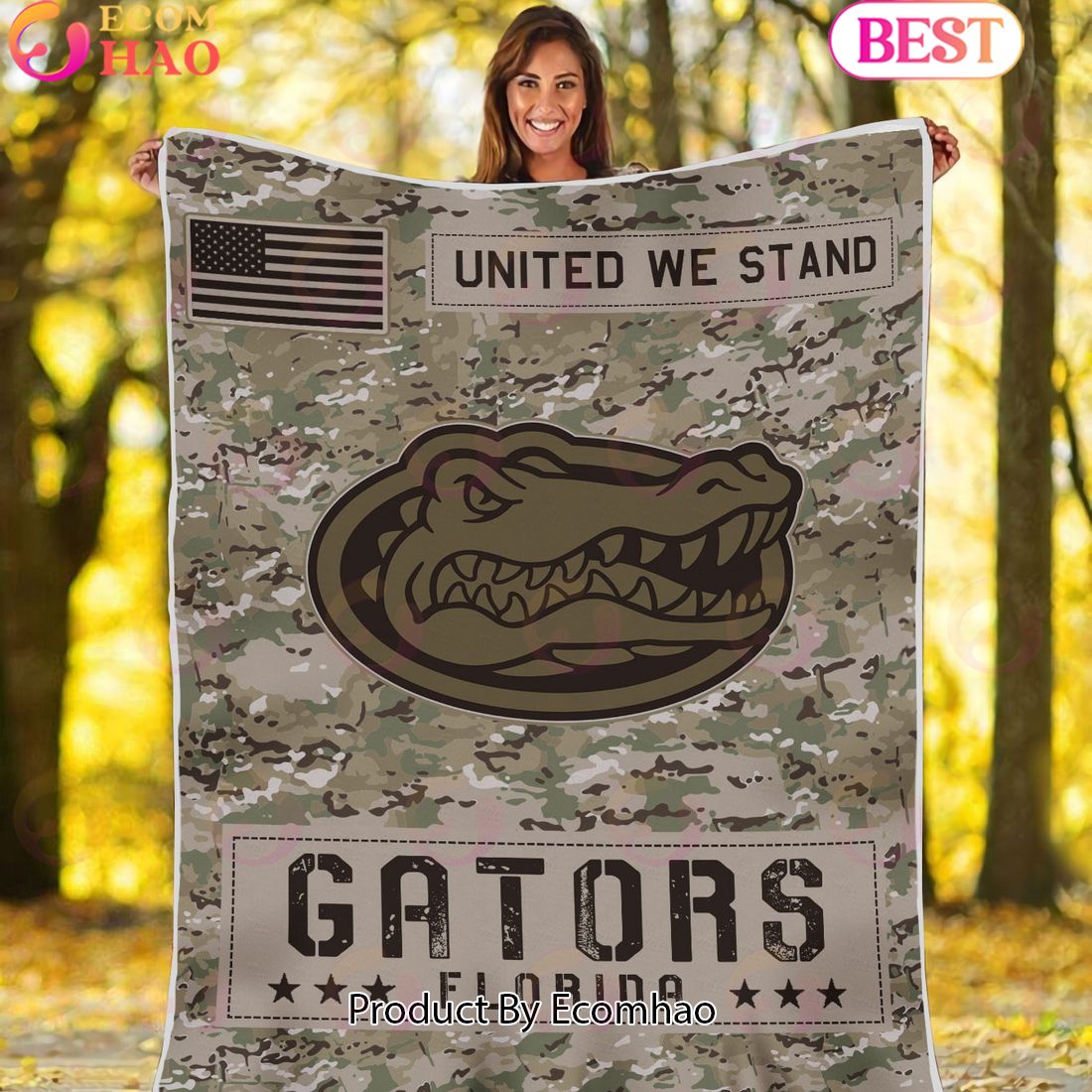 NCAA Florida Gators Army Camo Fleece Blanket