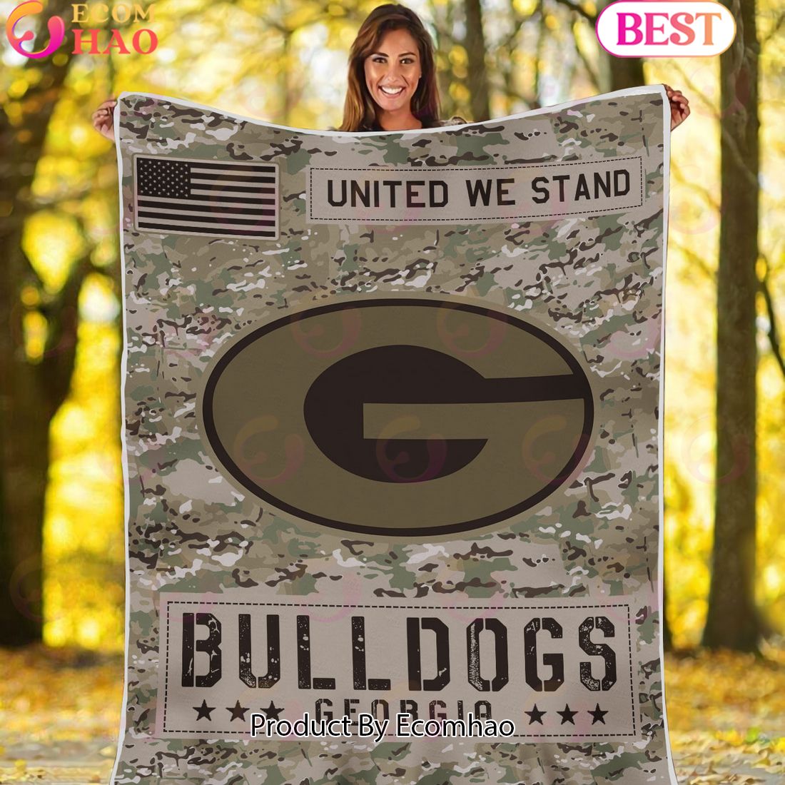 NCAA Georgia Bulldogs Army Camo Fleece Blanket