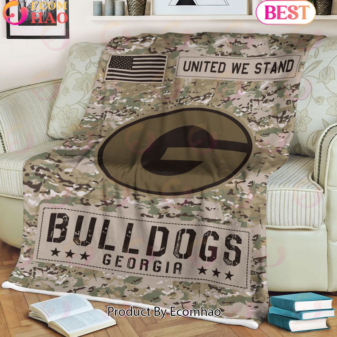 NCAA Georgia Bulldogs Army Camo Fleece Blanket