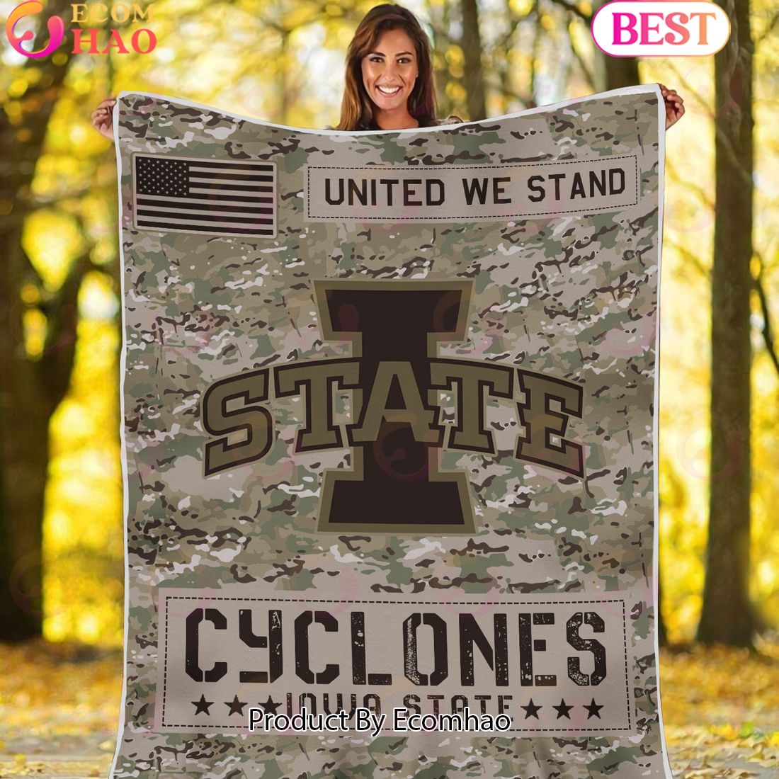 NCAA Iowa State Cyclones Army Camo Fleece Blanket