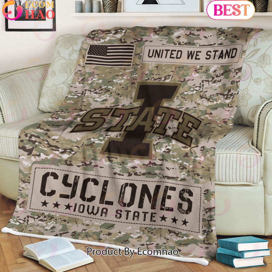 NCAA Iowa State Cyclones Army Camo Fleece Blanket