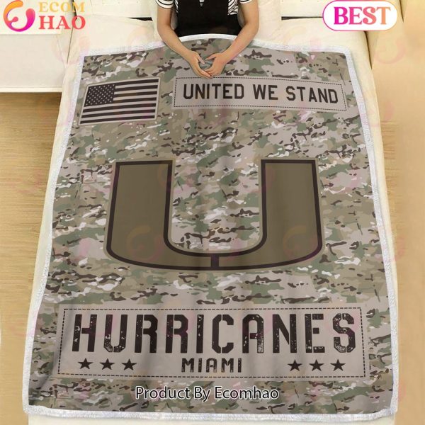 NCAA Miami Hurricanes Army Camo Fleece Blanket