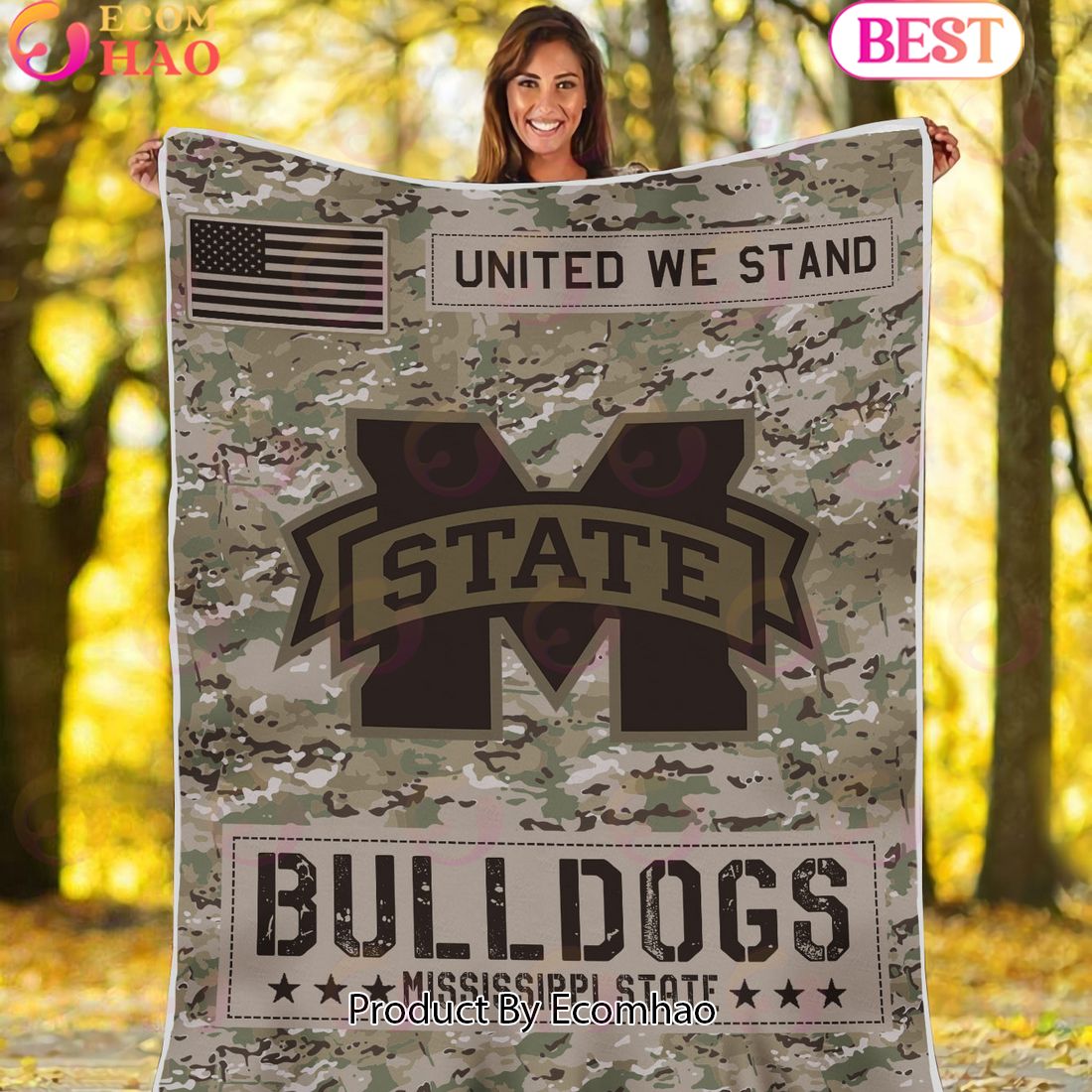 NCAA Mississippi State Bulldogs Army Camo Fleece Blanket