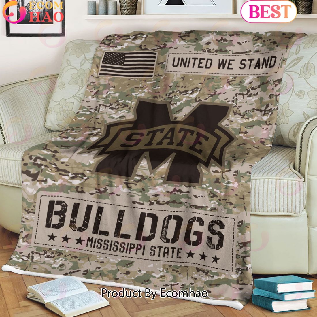 NCAA Mississippi State Bulldogs Army Camo Fleece Blanket