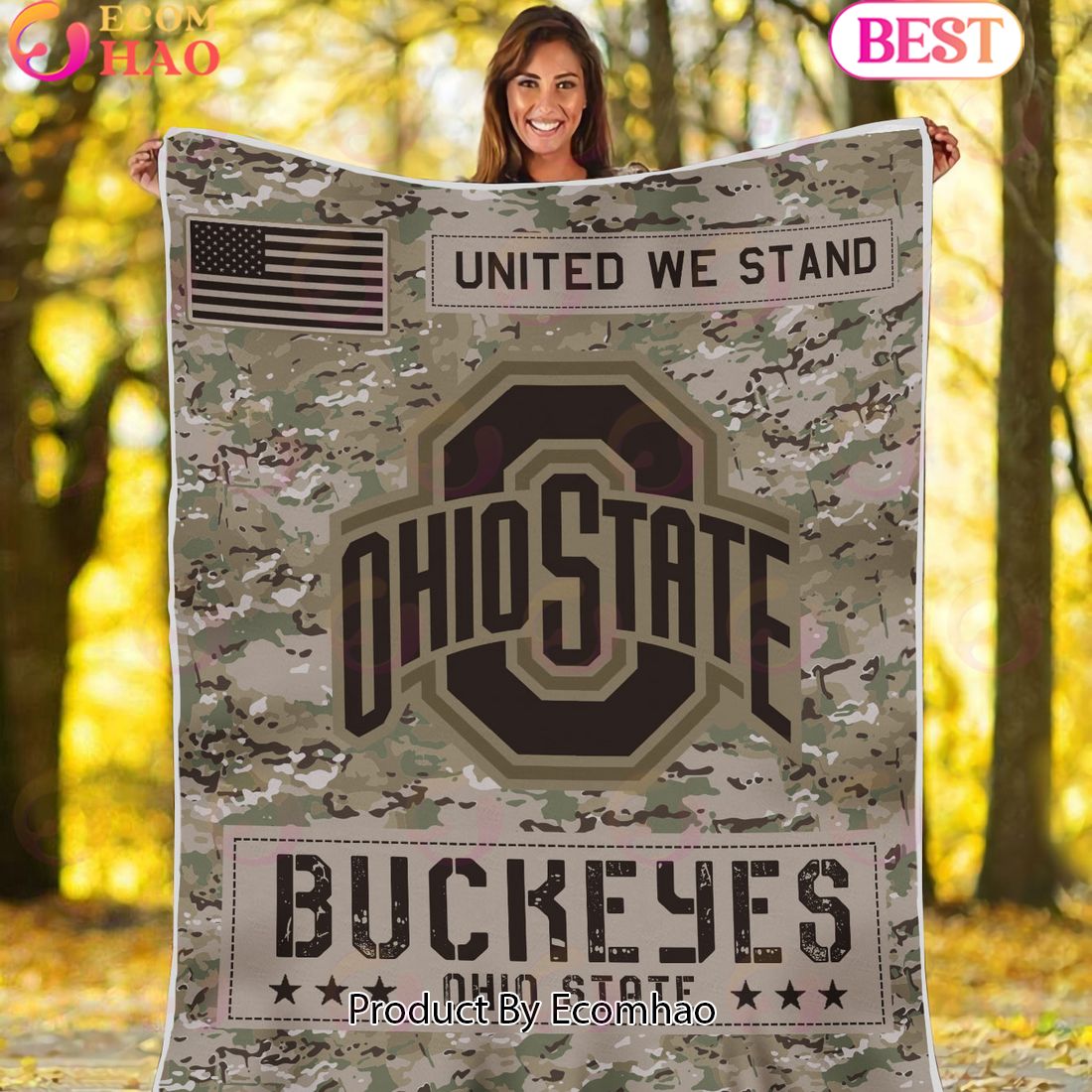 NCAA Ohio State Buckeyes Army Camo Fleece Blanket