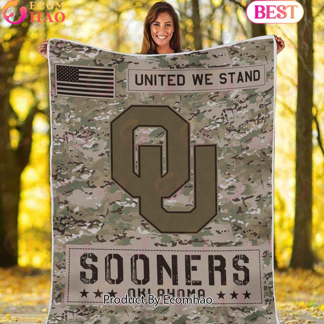 NCAA Oklahoma Sooners Army Camo Fleece Blanket