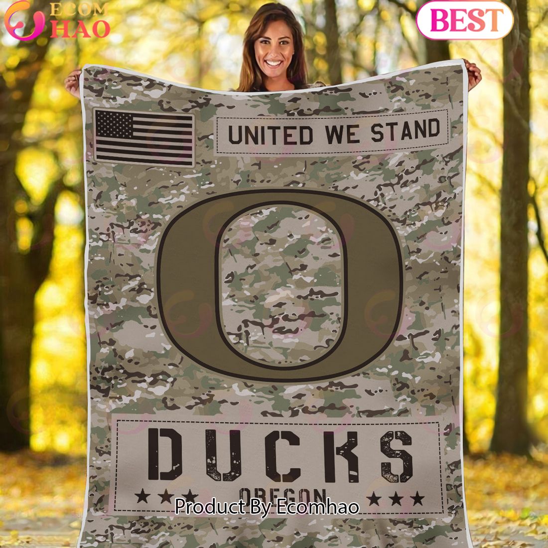 NCAA Oregon Ducks Army Camo Fleece Blanket