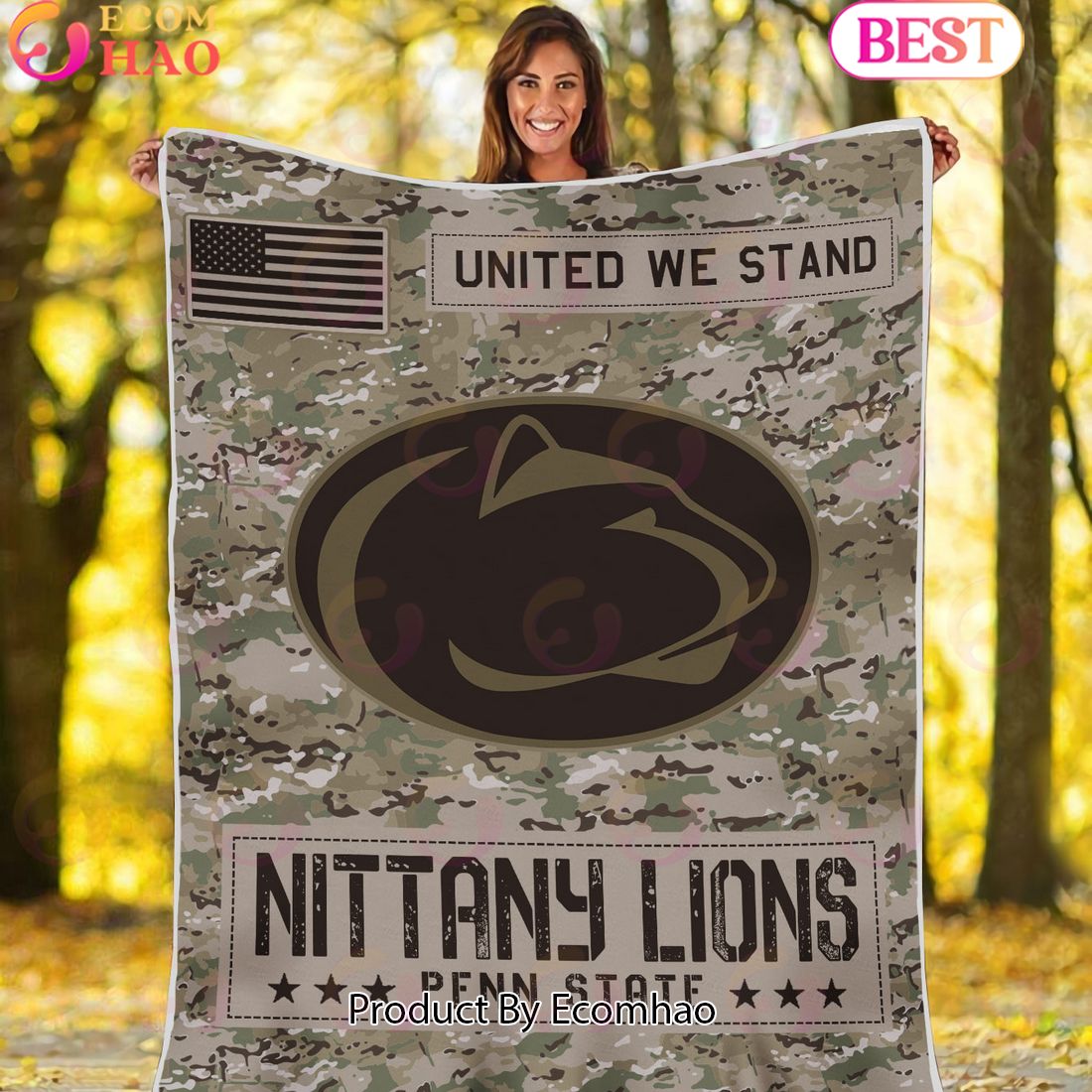 NCAA Penn State Nittany Lions Army Camo Fleece Blanket