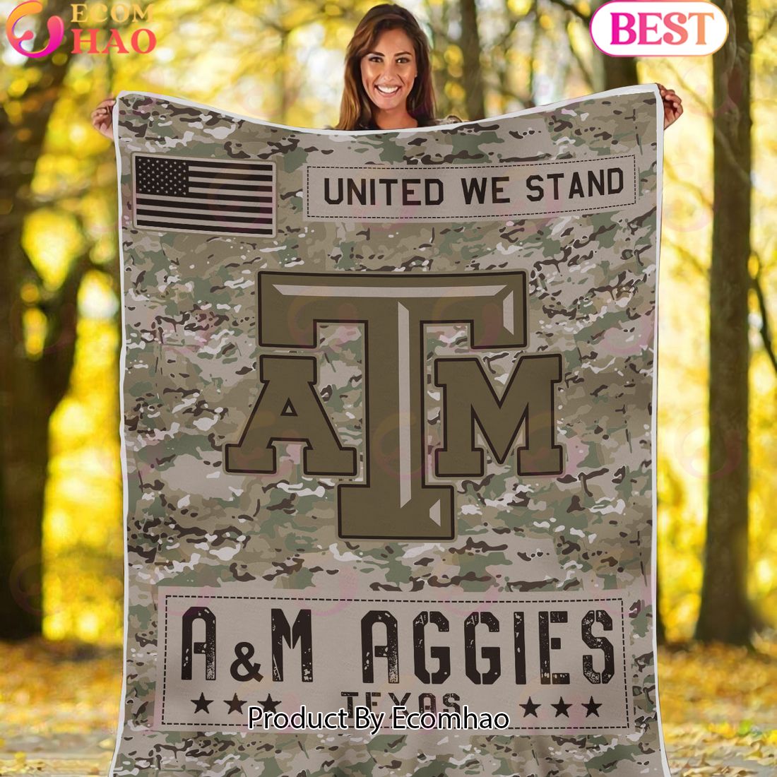 NCAA Texas A_M Aggies Army Camo Fleece Blanket