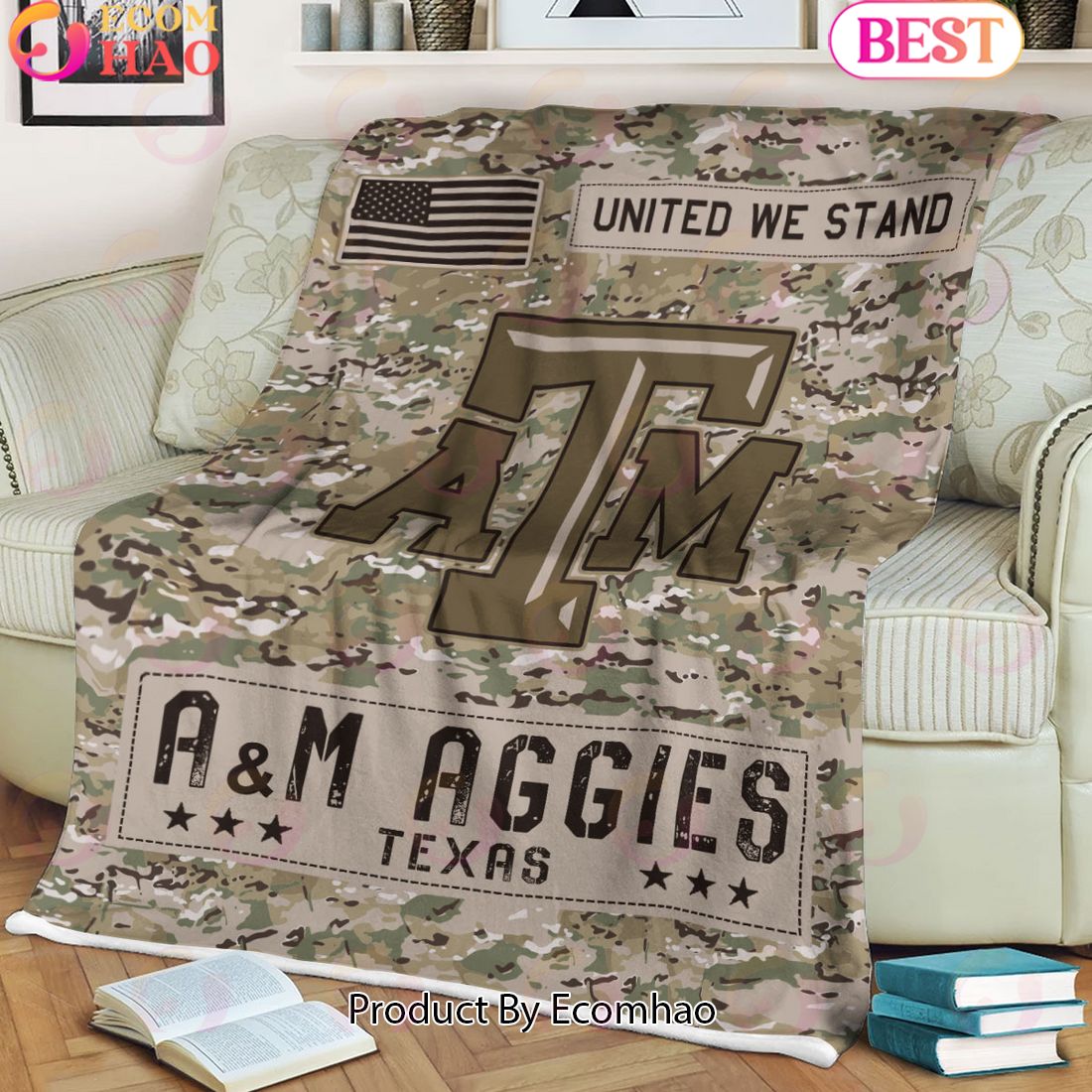 NCAA Texas A_M Aggies Army Camo Fleece Blanket