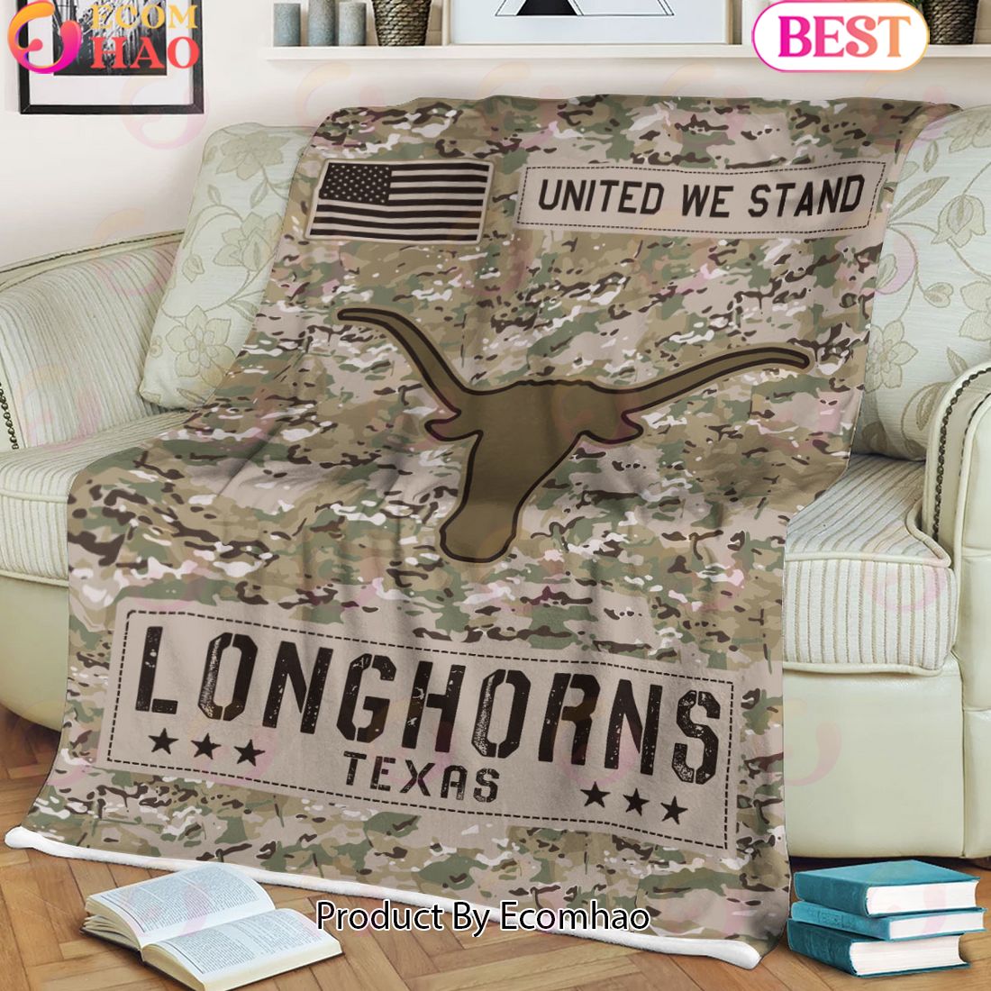 NCAA Texas Longhorns Army Camo Fleece Blanket