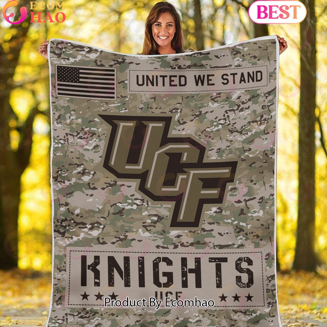 NCAA UCF Knights Army Camo Fleece Blanket