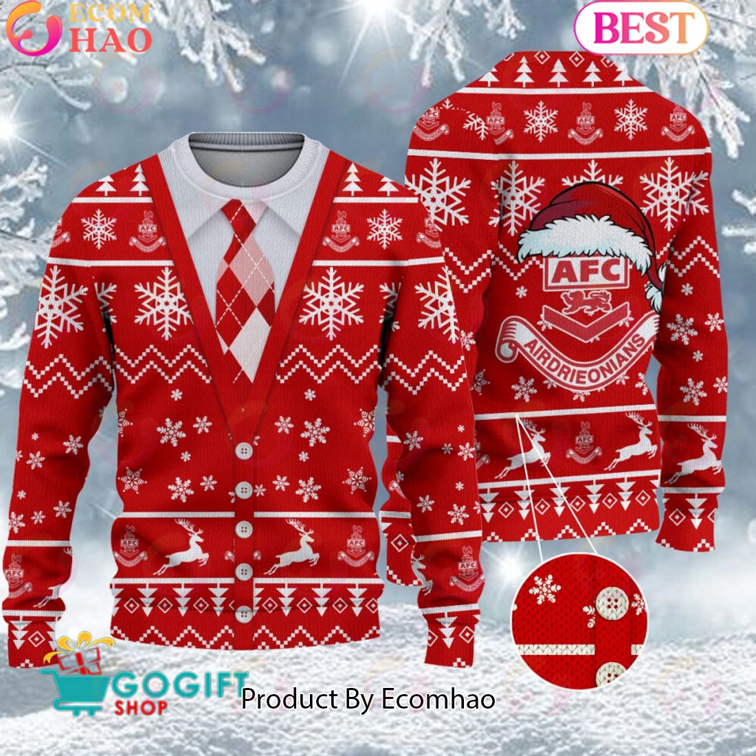 Airdrieonians F.C. Vest Design Ugly Christmas Sweater