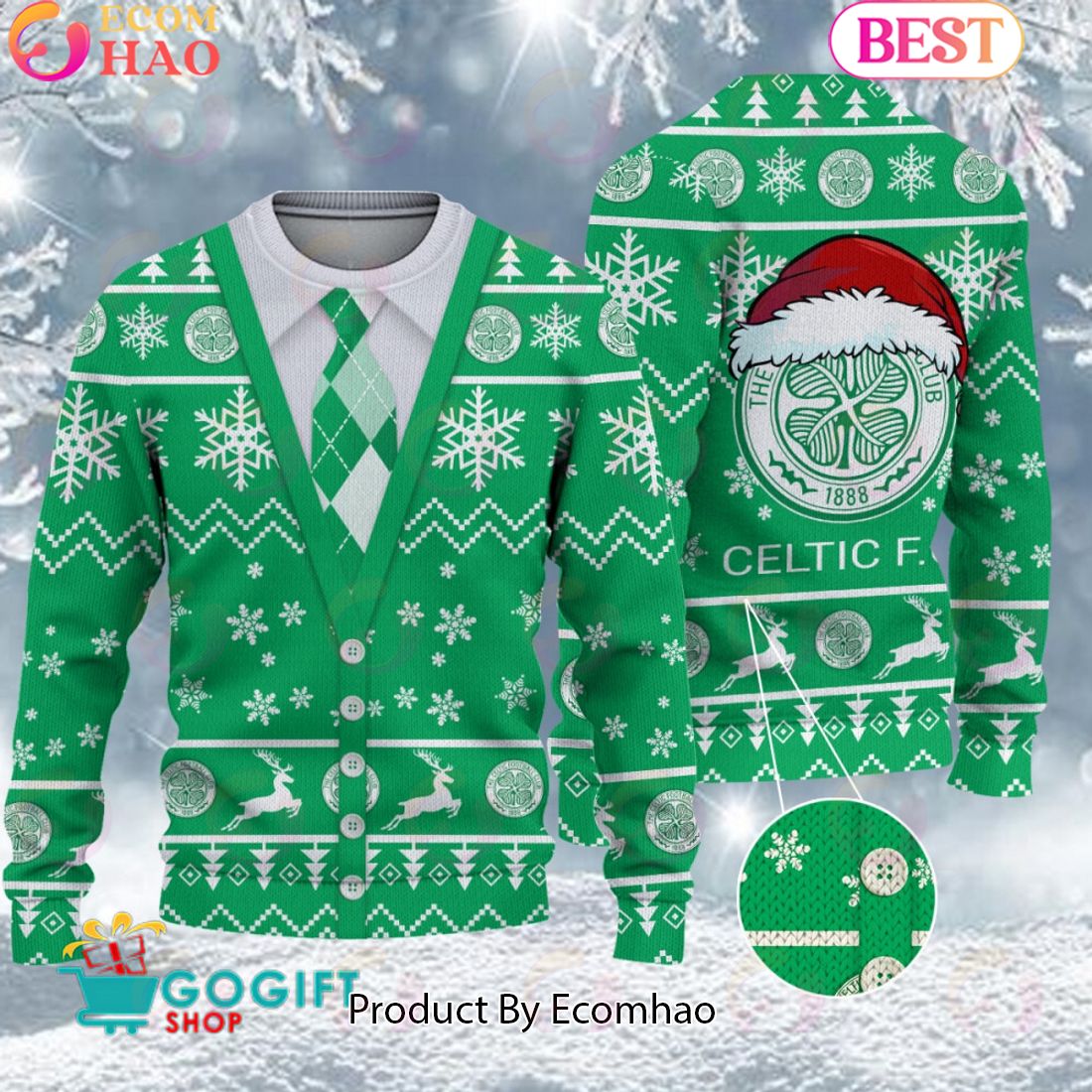 Celtic F.C. Vest Design Ugly Christmas Sweater