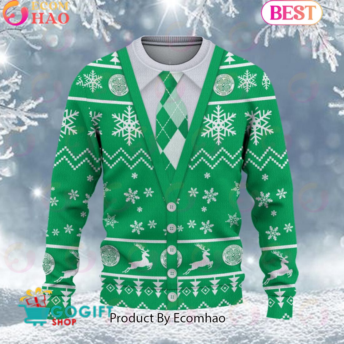 Celtic F.C. Vest Design Ugly Christmas Sweater