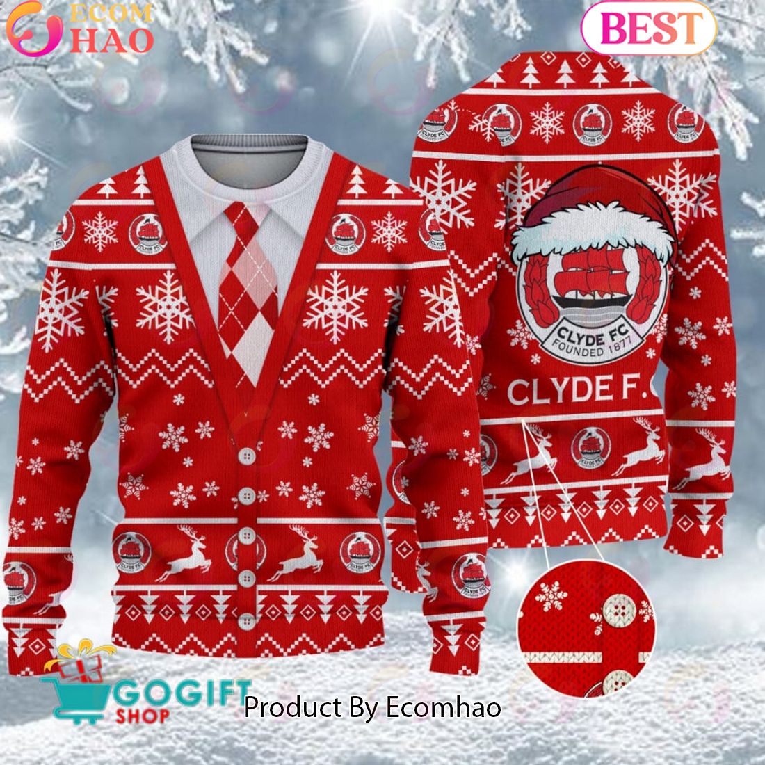 Clyde F.C. Vest Design Ugly Christmas Sweater