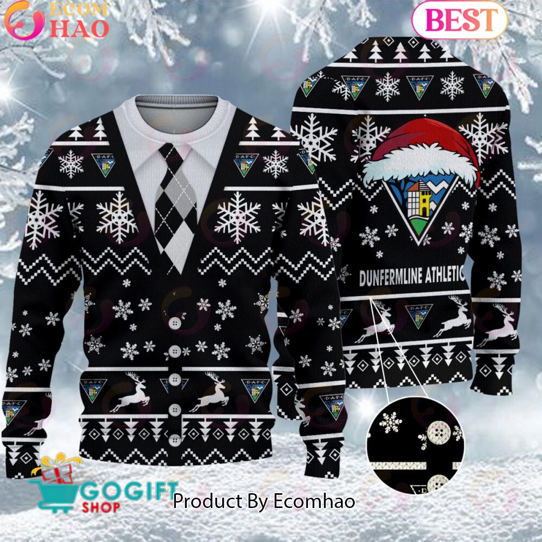 Dunfermline Athletic F.C. Vest Design Ugly Christmas Sweater