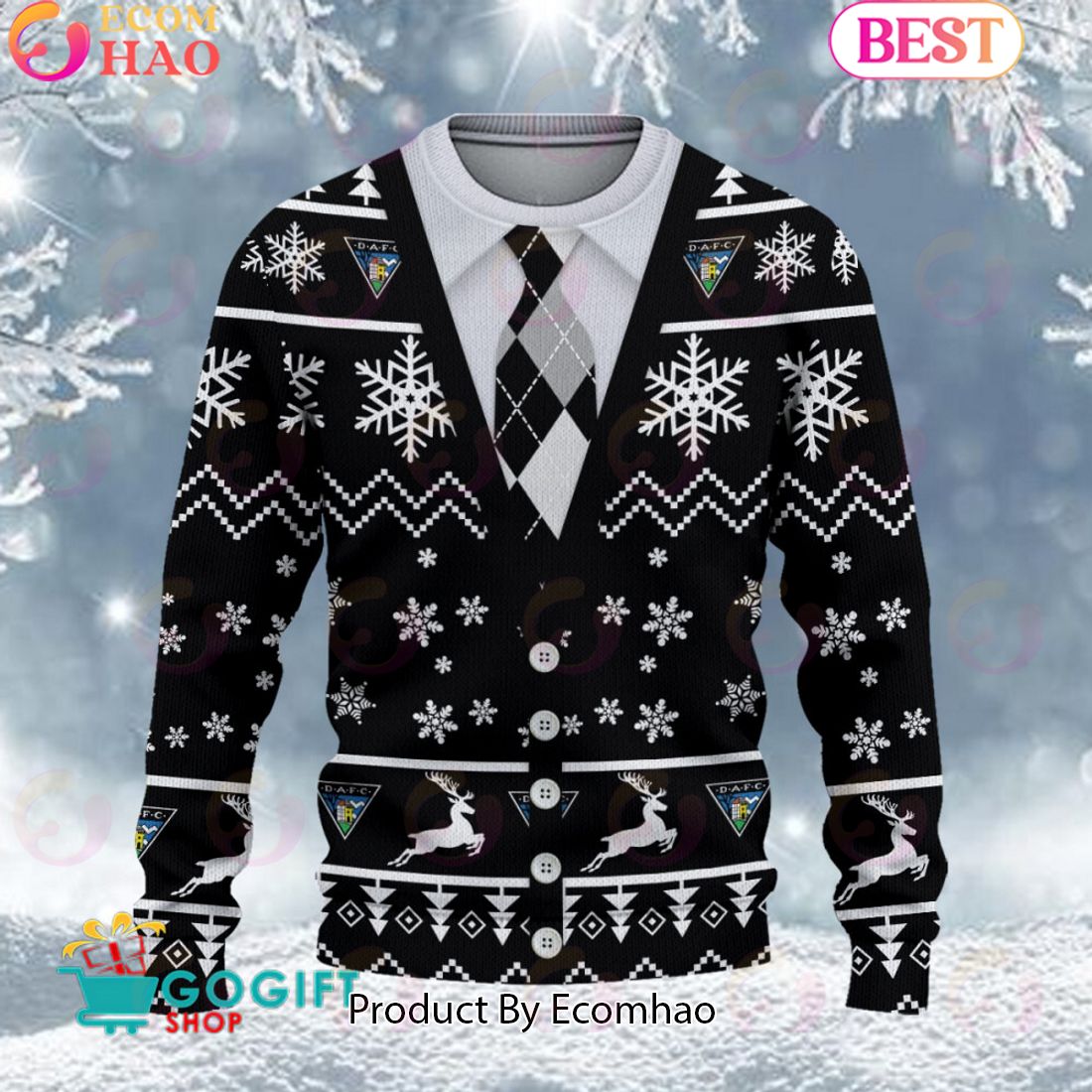 Dunfermline Athletic F.C. Vest Design Ugly Christmas Sweater