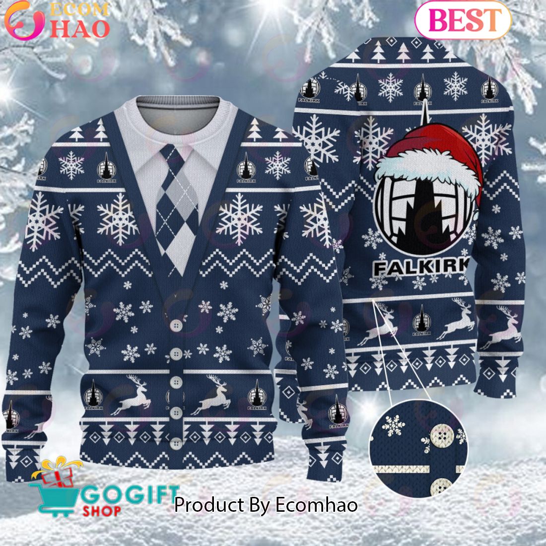 Falkirk F.C. Vest Design Ugly Christmas Sweater