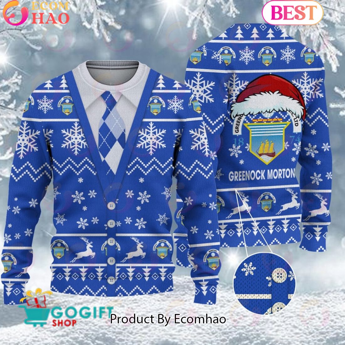 Greenock Morton F.C. Vest Design Ugly Christmas Sweater