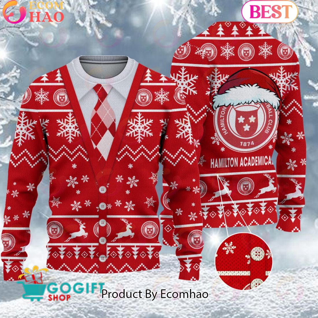 Hamilton Academical F.C. Vest Design Ugly Christmas Sweater