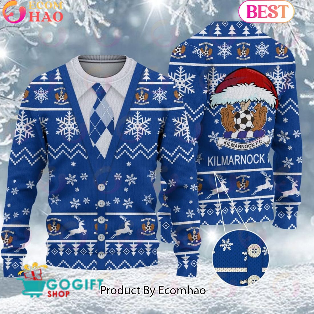 Kilmarnock F.C. Vest Design Ugly Christmas Sweater