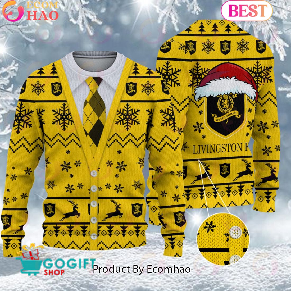 Livingston F.C. Vest Design Ugly Christmas Sweater