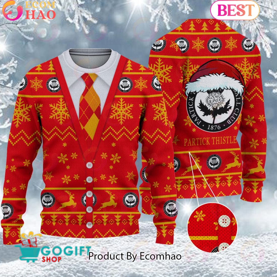 Partick Thistle F.C. Vest Design Ugly Christmas Sweater