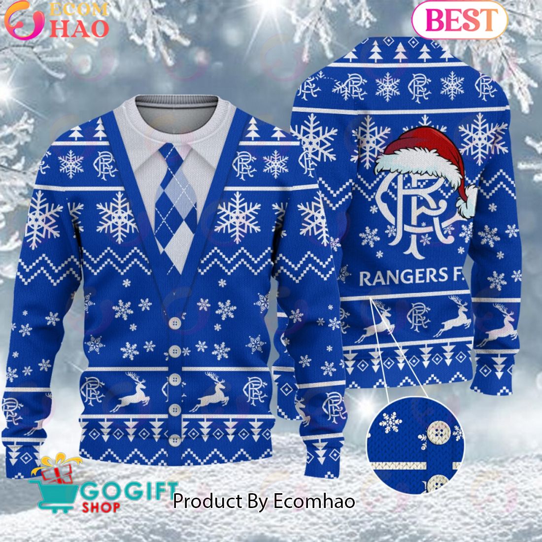 Rangers F.C. Vest Design Ugly Christmas Sweater – Gift For Fans