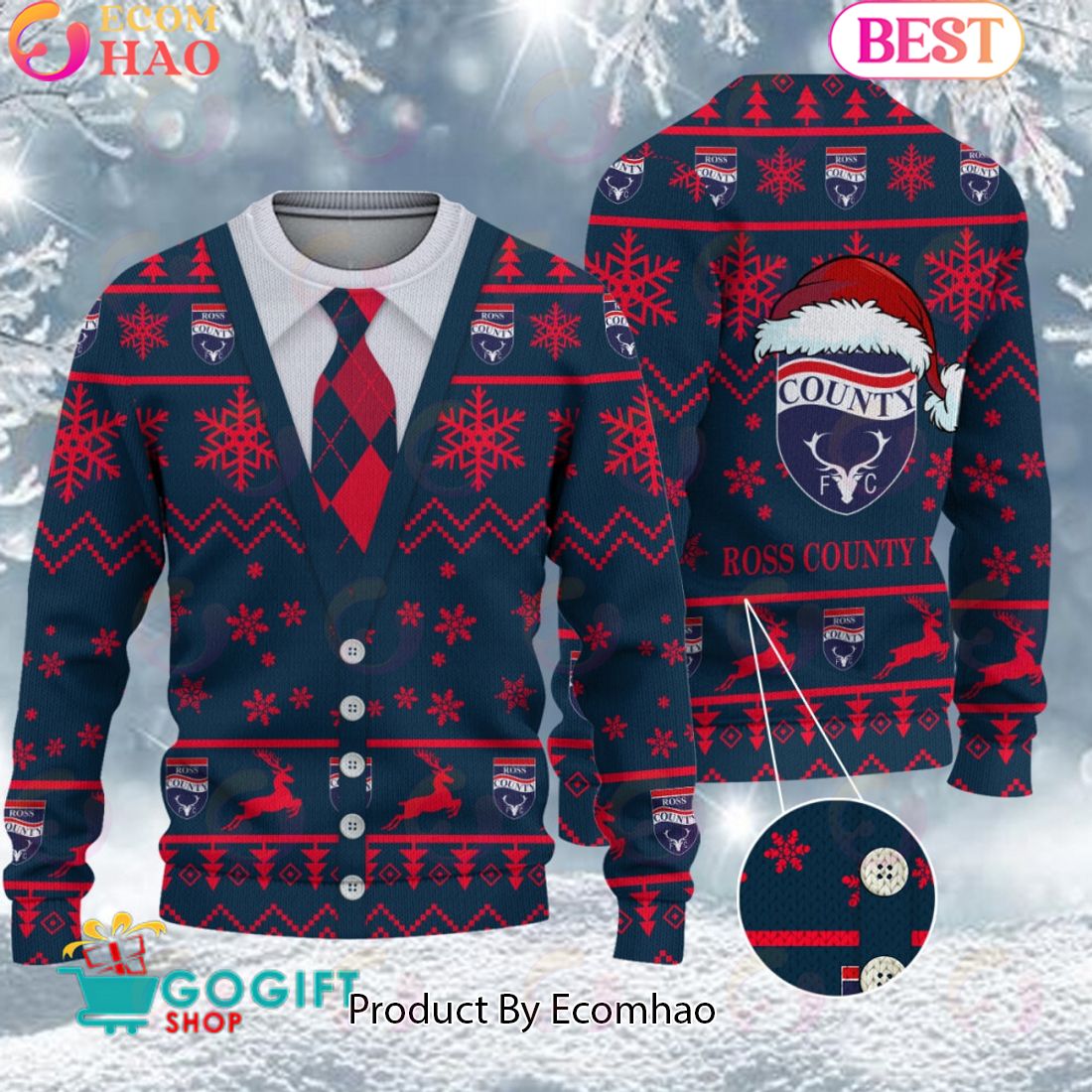 Ross County F.C. Vest Design Ugly Christmas Sweater