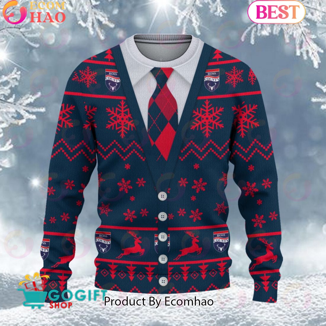 Ross County F.C. Vest Design Ugly Christmas Sweater