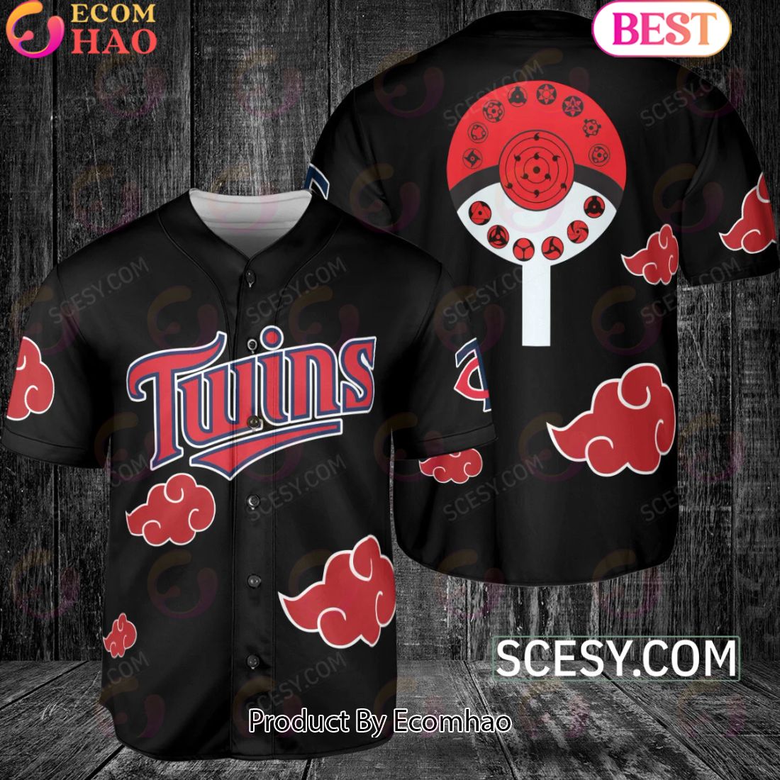 Minnesota Twins Naruto Anime Akatsuki Baseball Jersey No Piping