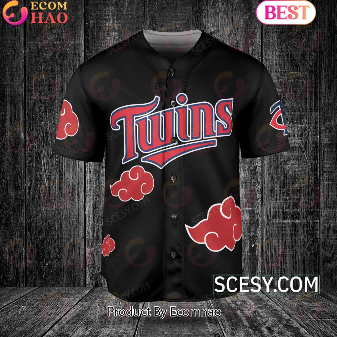 Minnesota Twins Naruto Anime Akatsuki Baseball Jersey No Piping