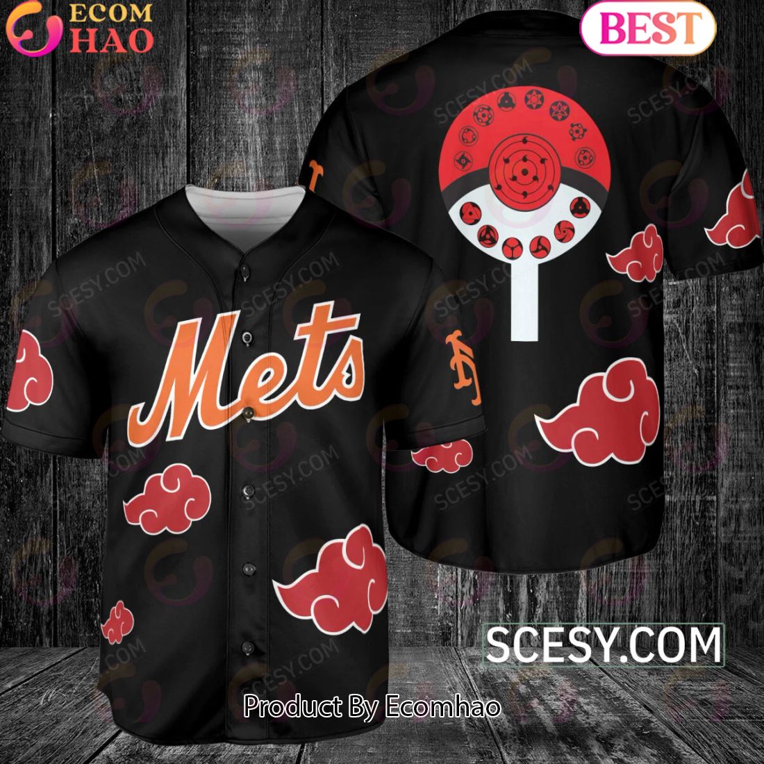 New York Mets Naruto Anime Akatsuki Baseball Jersey No Piping