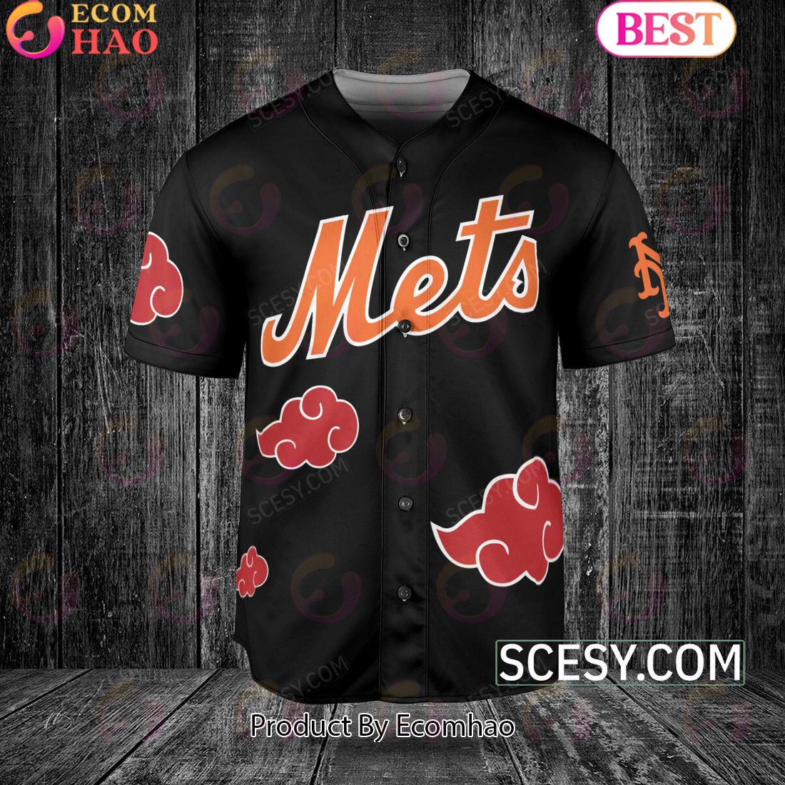 New York Mets Naruto Anime Akatsuki Baseball Jersey No Piping