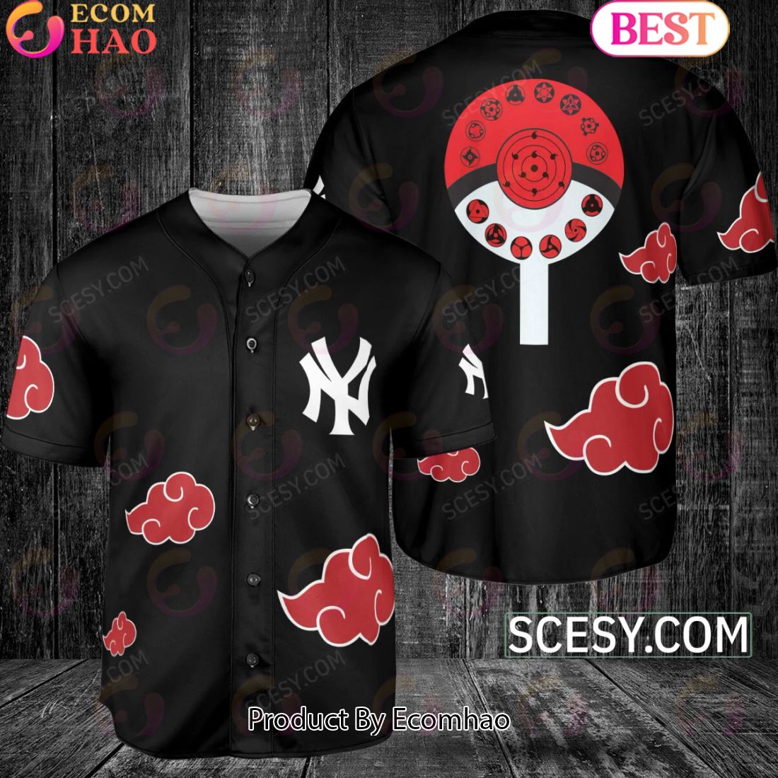 New York Yankees Naruto Anime Akatsuki Baseball Jersey No Piping