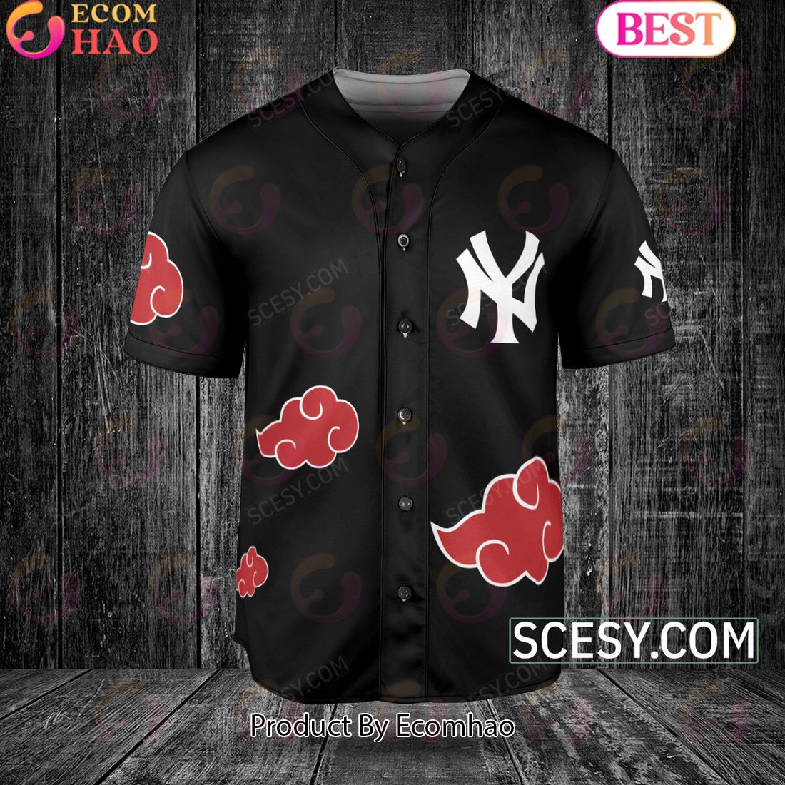 New York Yankees Naruto Anime Akatsuki Baseball Jersey No Piping